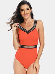 V-Neck One-Piece Swimsuit