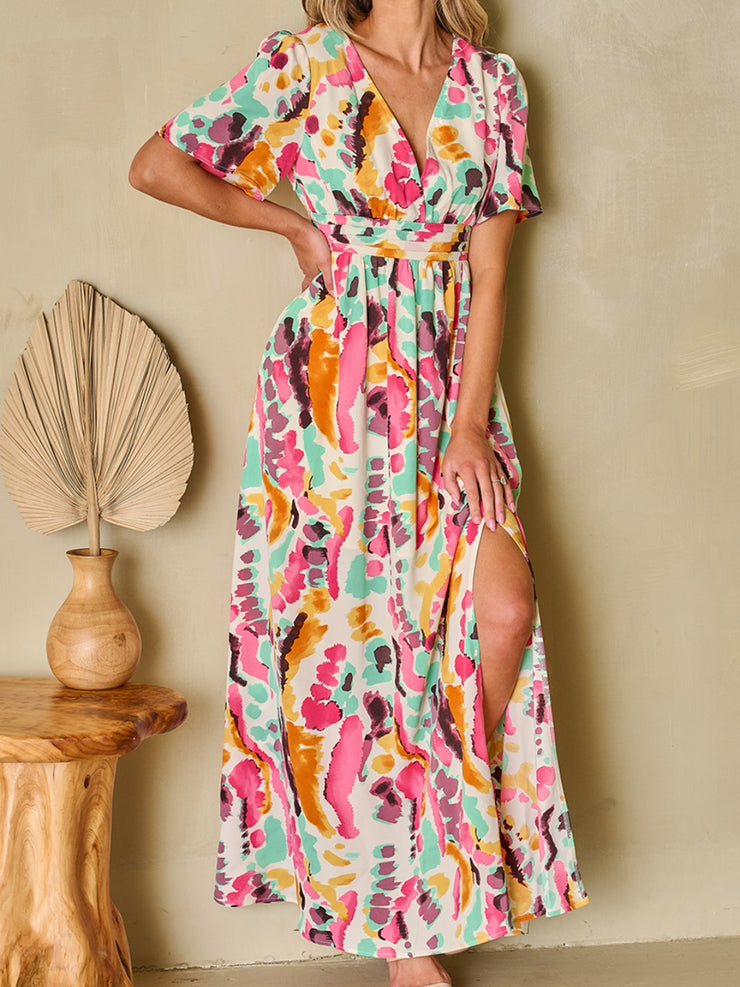 Slit Printed Maxi Dress