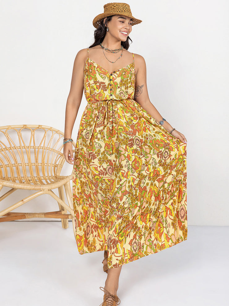 Plus Size Yellow Maxi Dress