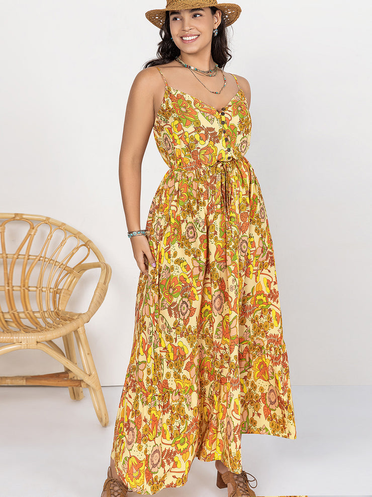 Plus Size Yellow Maxi Dress