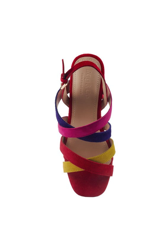 COLOR BLOCK STRAPPY SANDAL