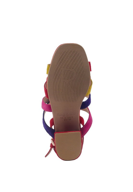 COLOR BLOCK STRAPPY SANDAL