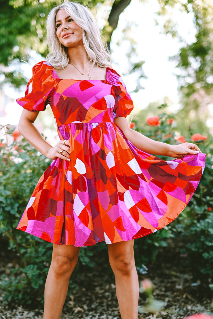 Printed Pink Mini Dress