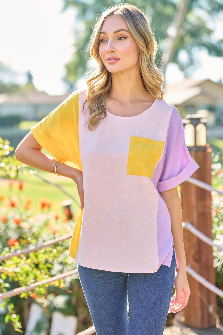 Color Block Pink Top