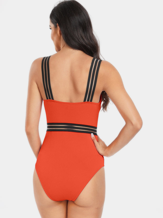 V-Neck One-Piece Swimsuit