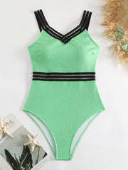 V-Neck One-Piece Swimsuit