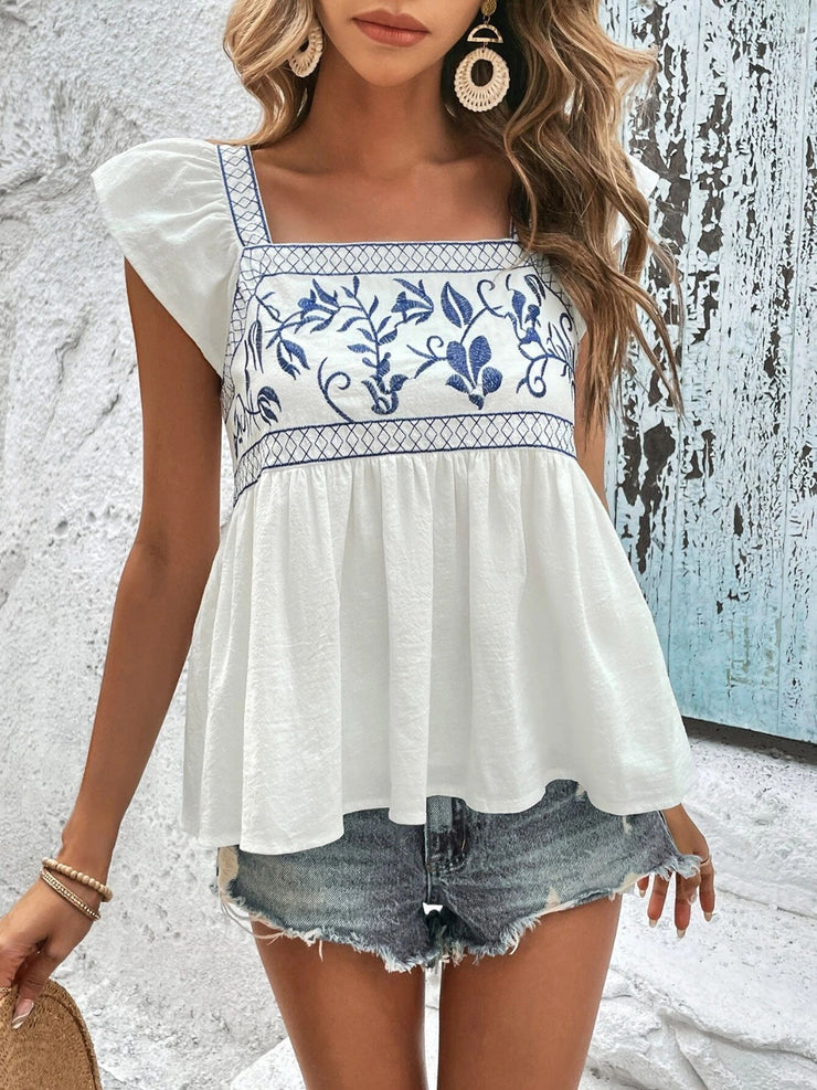 Embroidered White Blouse