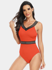 V-Neck One-Piece Swimsuit