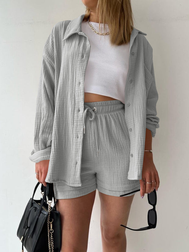 Textured Shorts Two piece Set