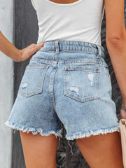 Fringe Denim Shorts