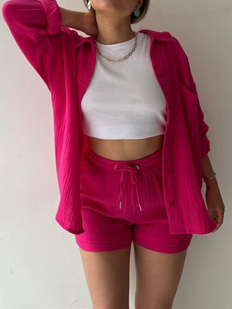 Textured Shorts Two piece Set