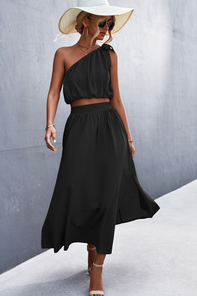 One-Shoulder two piece Skirt Set