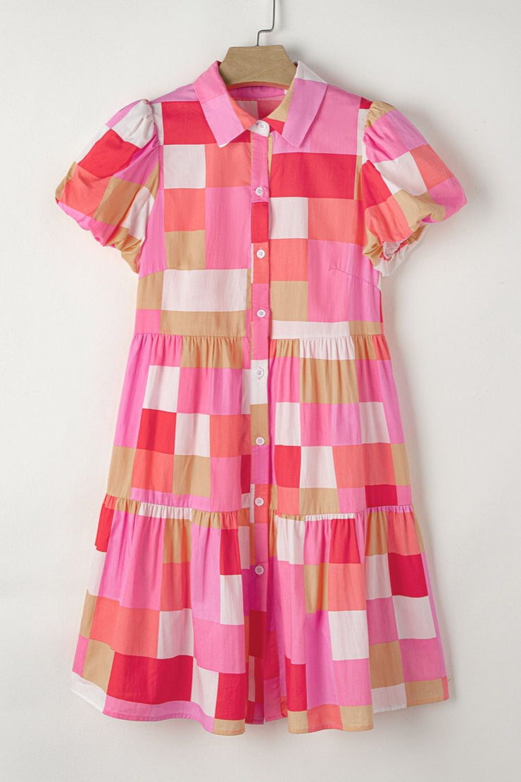 Color Block Pink  Mini Dress