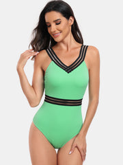 V-Neck One-Piece Swimsuit