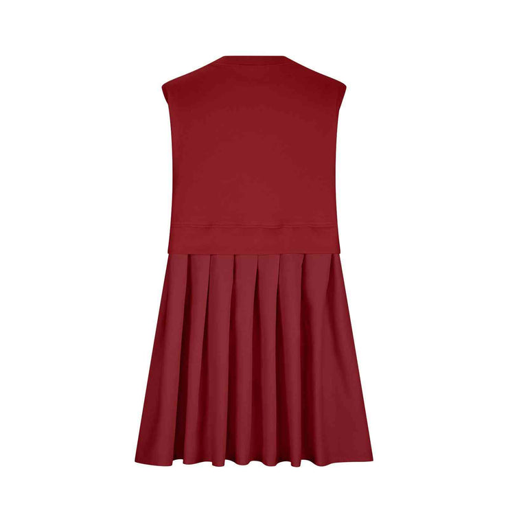 Pleated Round Neck Sleeveless Mini Dress