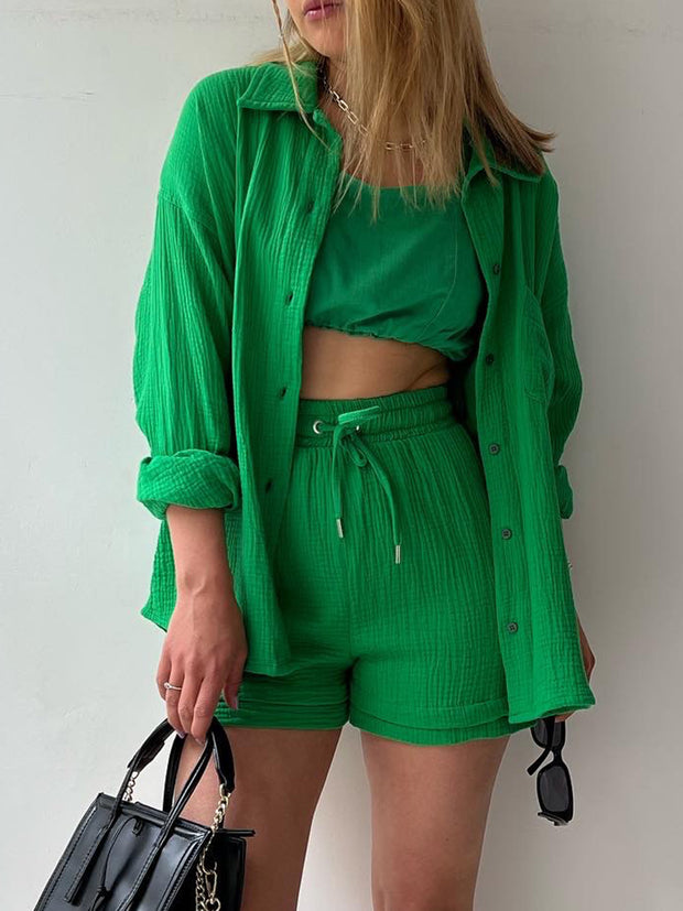 Textured Shorts Two piece Set