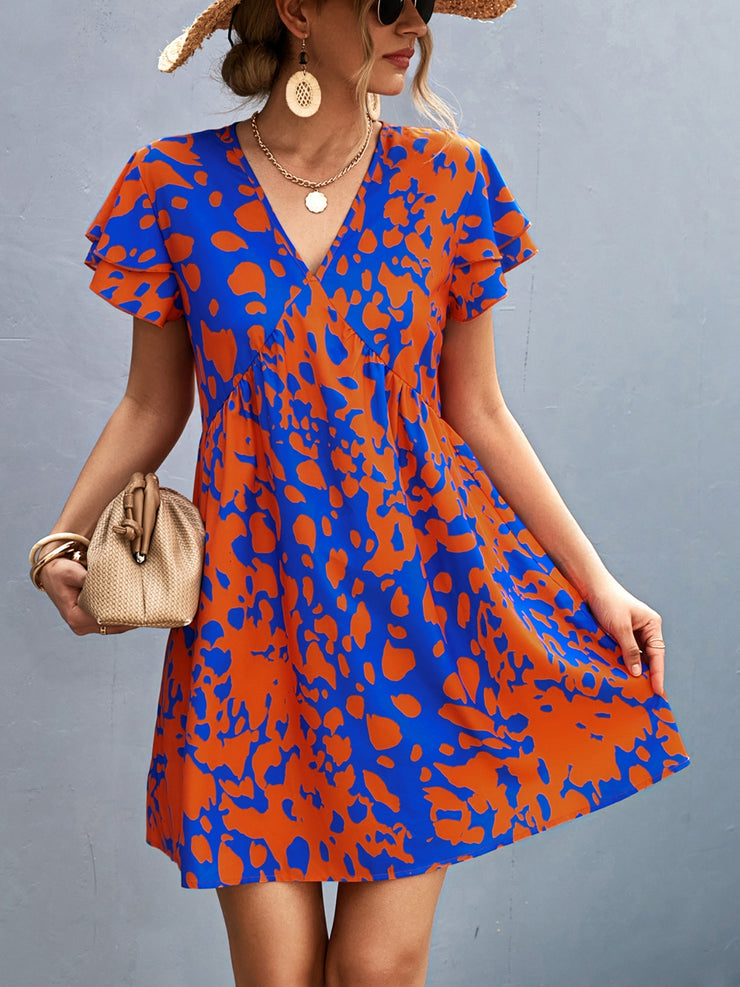 Ruffled Printed Mini Dress