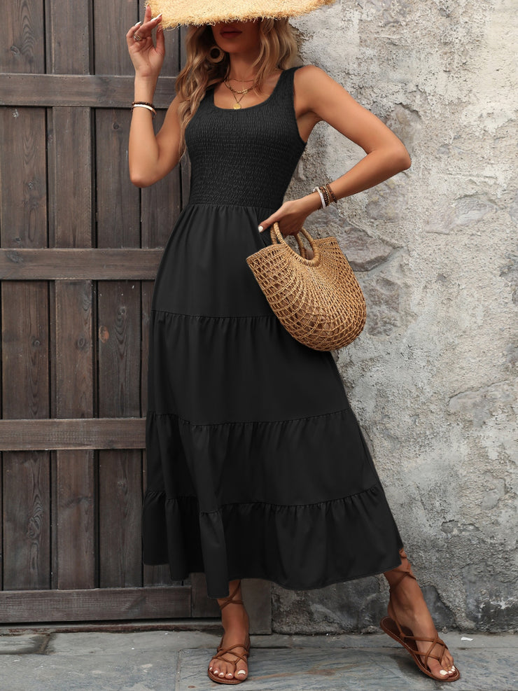 Smocked Tiered MIDI Dress