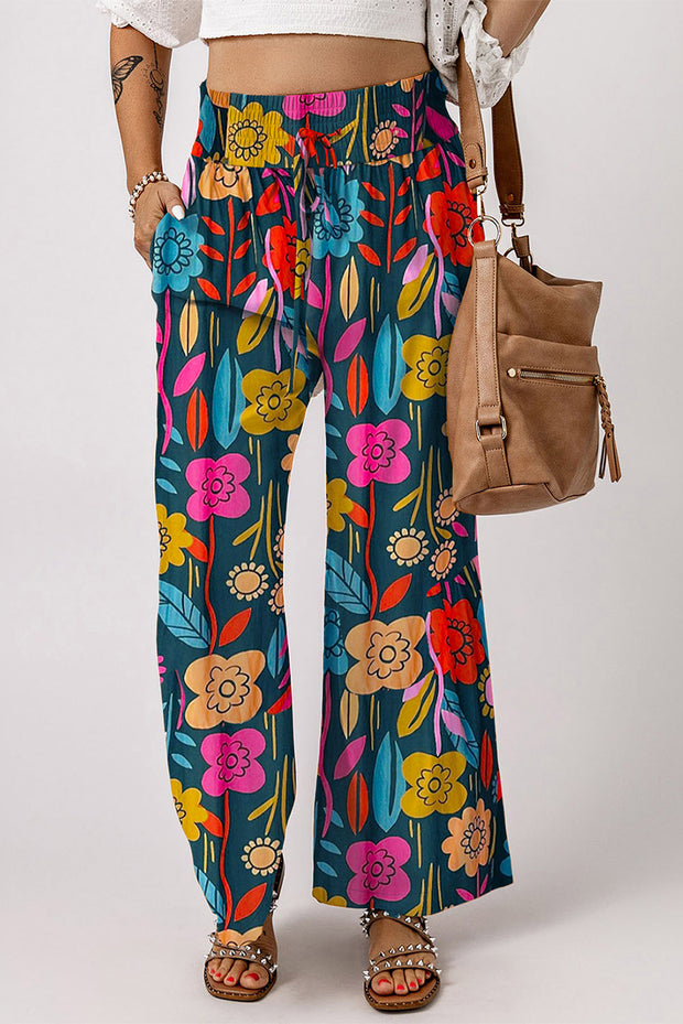 Printed High Waist Wide Pants