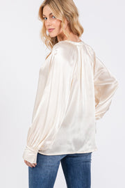 SAGE + FIG Notched Long Sleeve Blouse