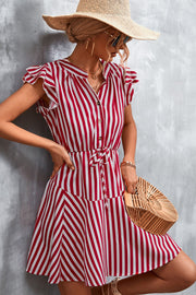 Ruffled Striped Red Mini Dress