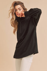 Aemi+Co Exposed Seam Half Zip Drop Shoulder Sweatshirt