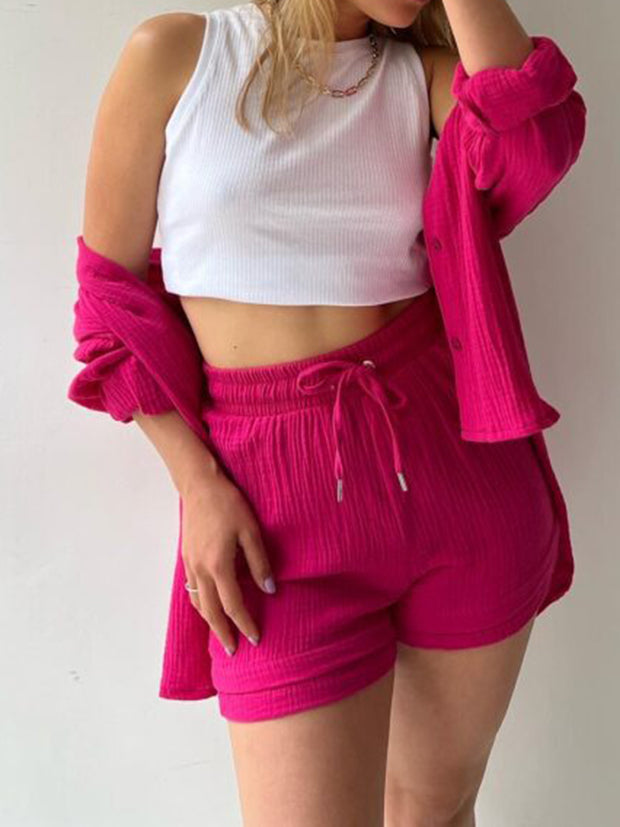 Textured Shorts Two piece Set