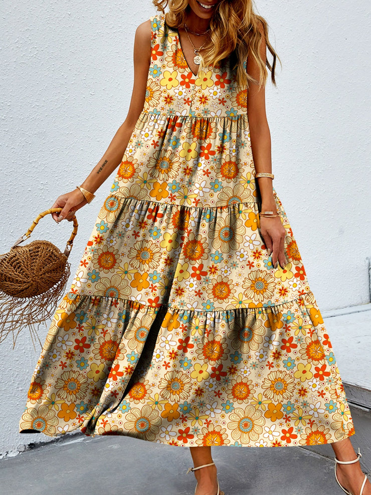 Tiered Printed Maxi  Dress