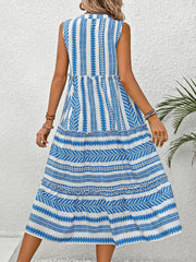Printed Blue Midi Dress