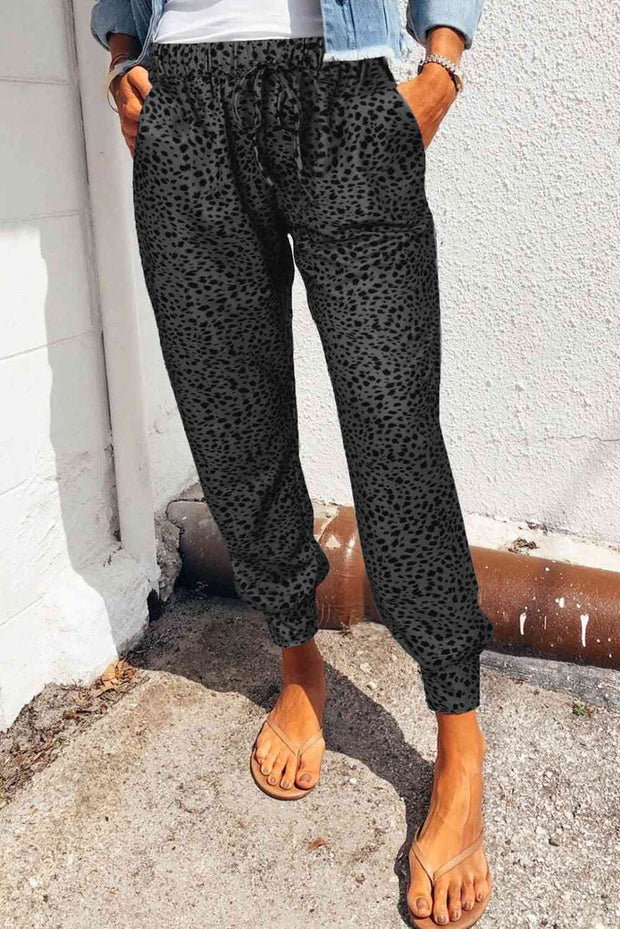 Leopard Print Joggers with Pockets