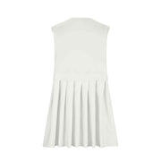 Pleated Round Neck Sleeveless Mini Dress