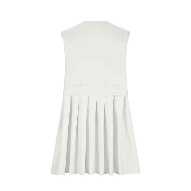 Pleated Round Neck Sleeveless Mini Dress