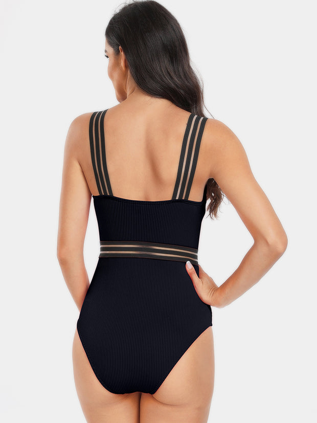 V-Neck One-Piece Swimsuit