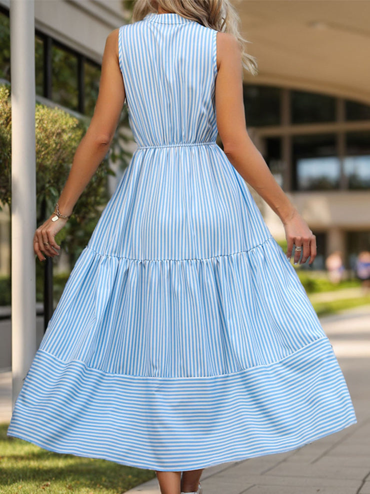 Striped Blue Midi Dress