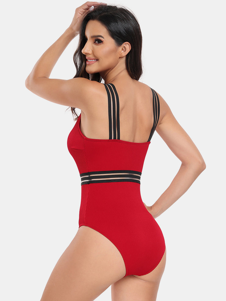 V-Neck One-Piece Swimsuit