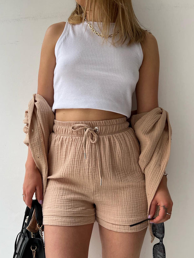 Textured Shorts Two piece Set