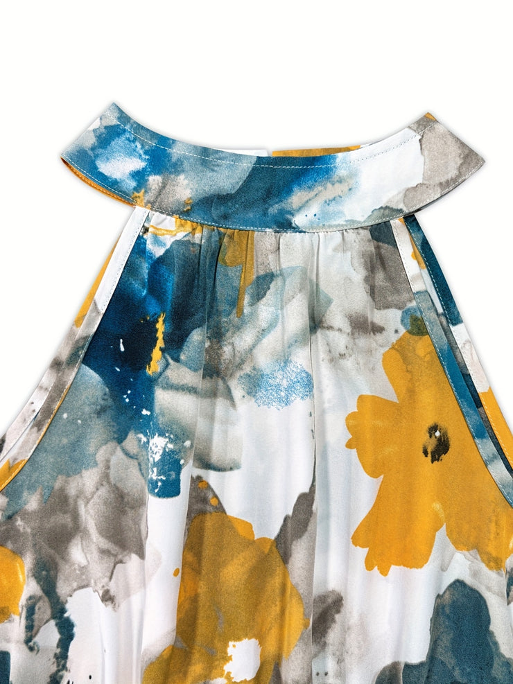 Tiered Printed Halter Maxi Dress