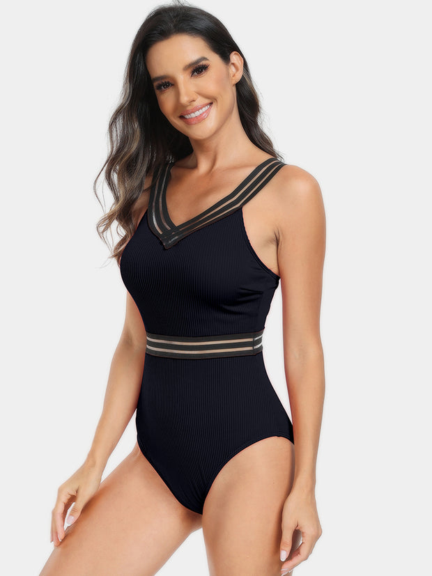 V-Neck One-Piece Swimsuit