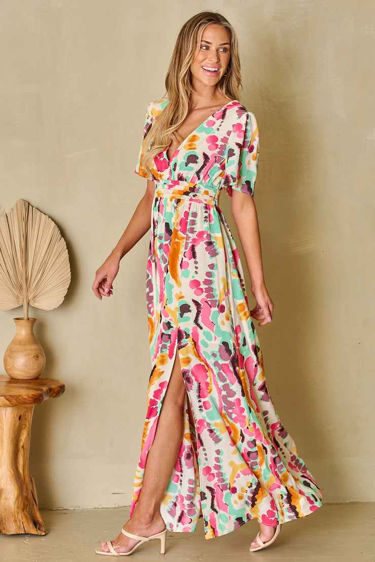 Slit Printed Maxi Dress