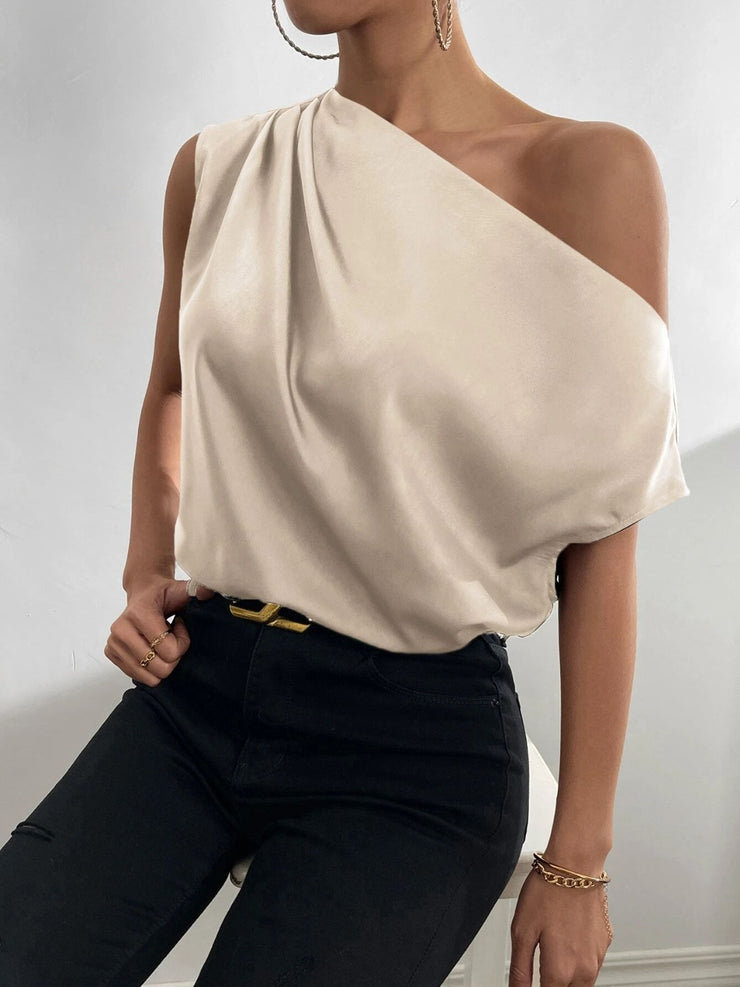 Ruched Single Shoulder Blouse