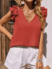 Ruffled Cap Sleeve Blouse