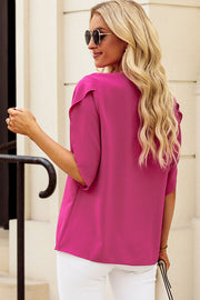 V-Neck Petal Sleeve Blouse