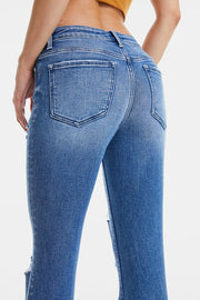High Waist Distressed Straight Jeans