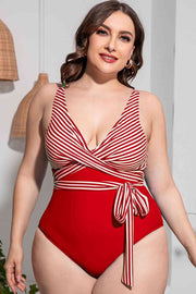 Striped Plus Size One Piece Swimsuit