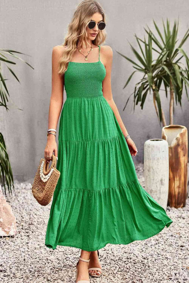 Smocked Laced Back Maxi Dress