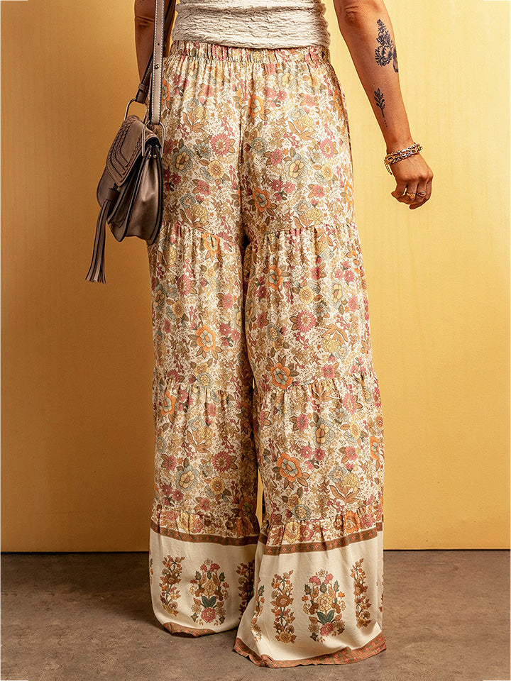 Boho Floral Wide Leg Pants