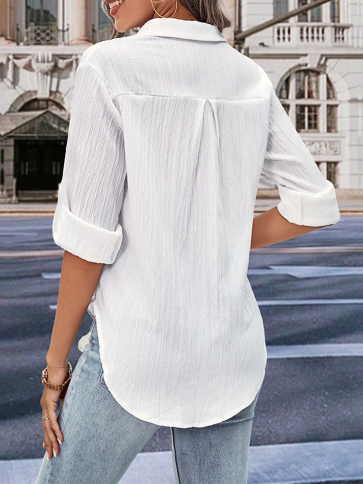 Collared Twisted White Shirt