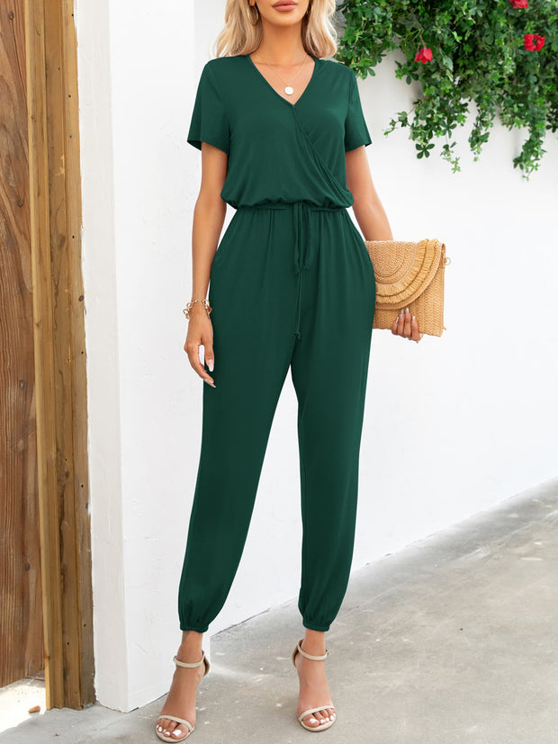 V-Neck Jumpsuit with Pockets