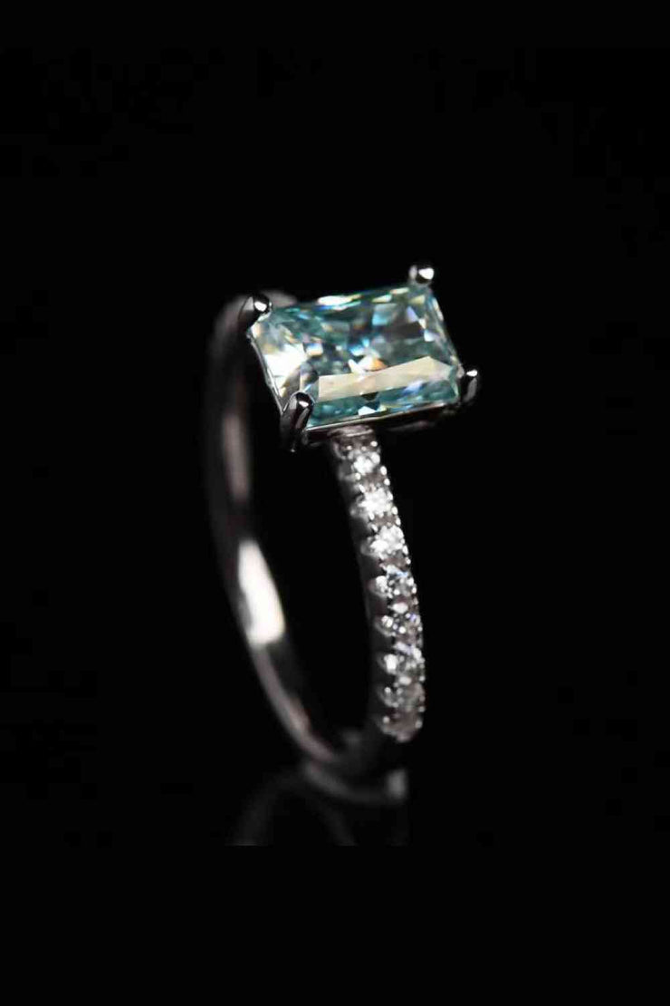 THE HARLOW 2 Carat Aquamarine Green Radiant Moissanite Ring