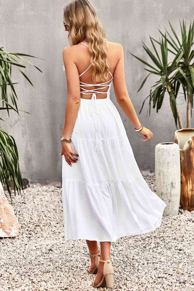 Smocked Laced Back Maxi Dress